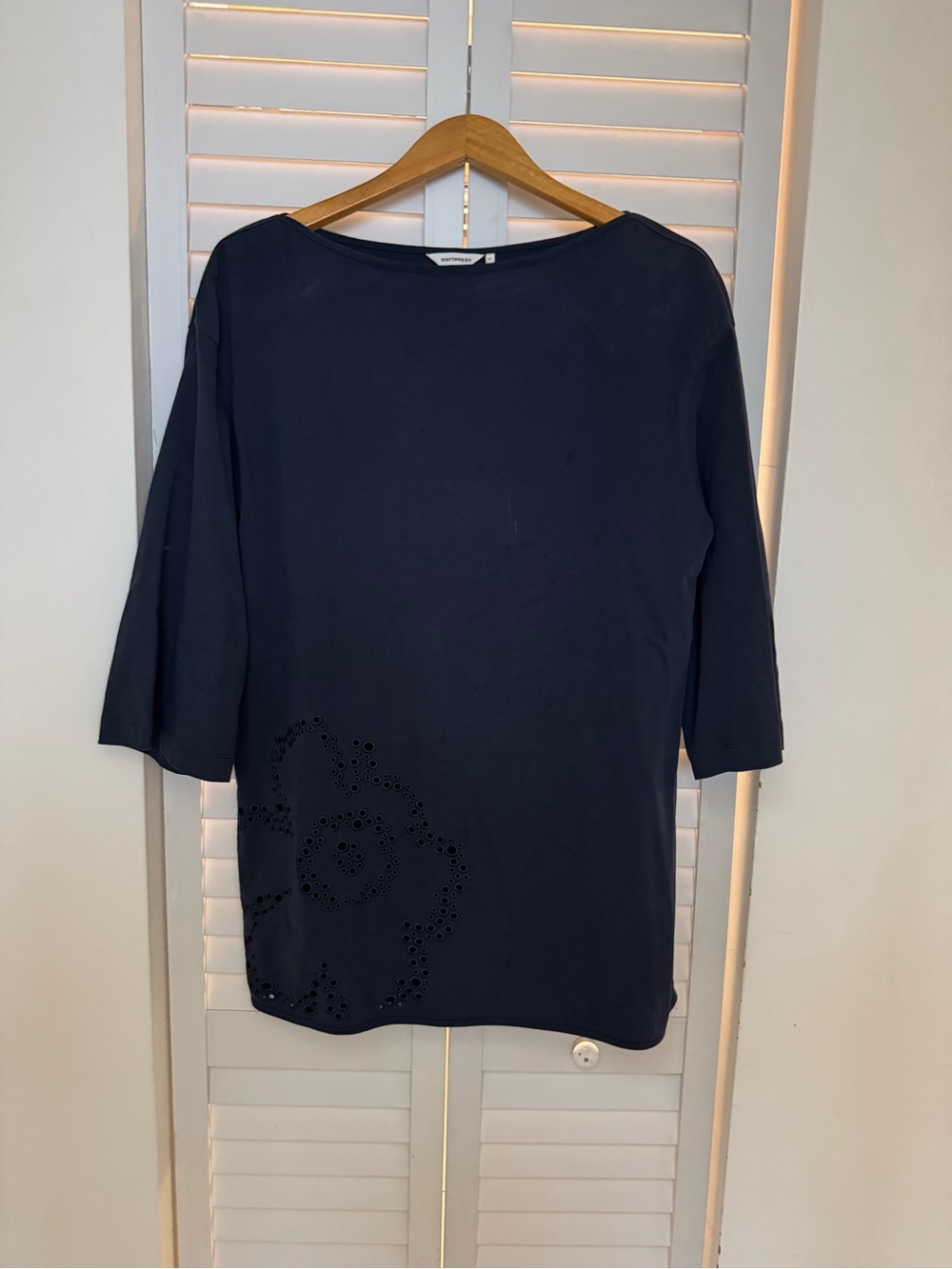 Marimekko Navy Eyelet Floral Boatneck Tunic